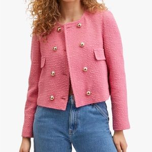 MANGO Pink Tweed Jacket - like new 🤩 perfect for spring 🌺